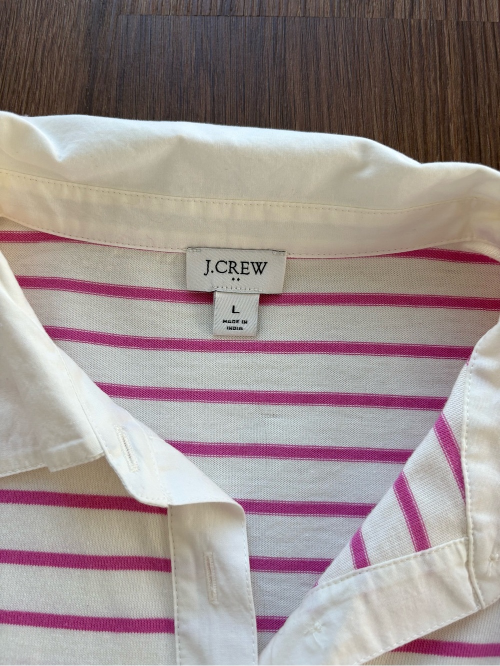 J.Crew Women’s Size Large Pink Stripe Polo Top - Picture 6 of 6